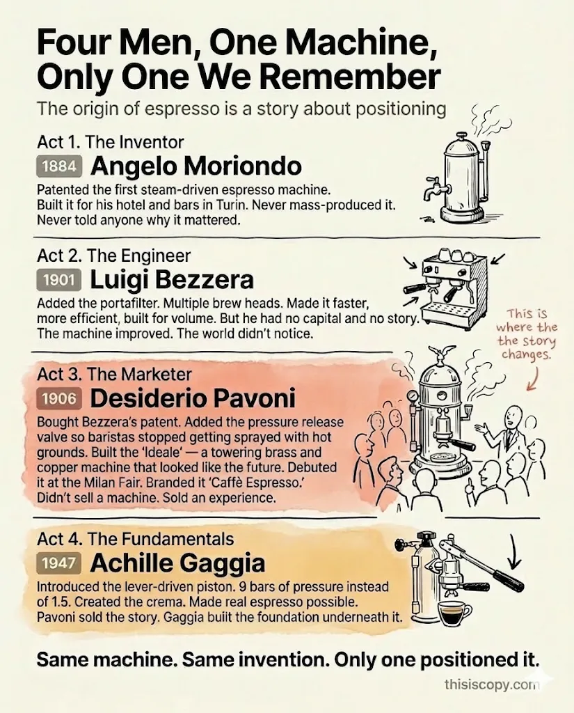 Coffee infographic — positioning explained through a coffee analogy