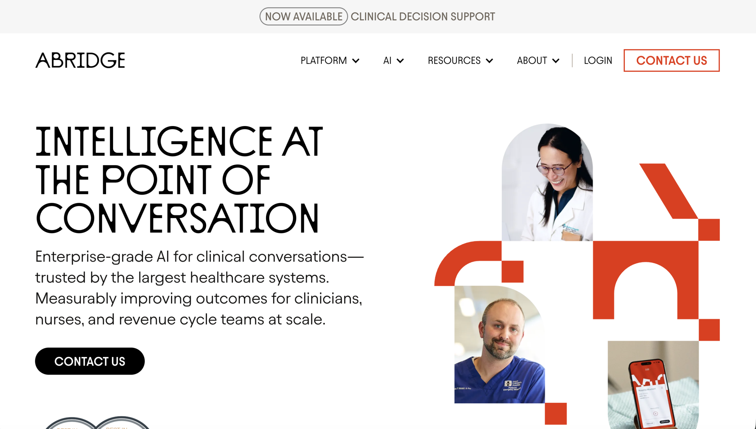 Abridge homepage before rewrite