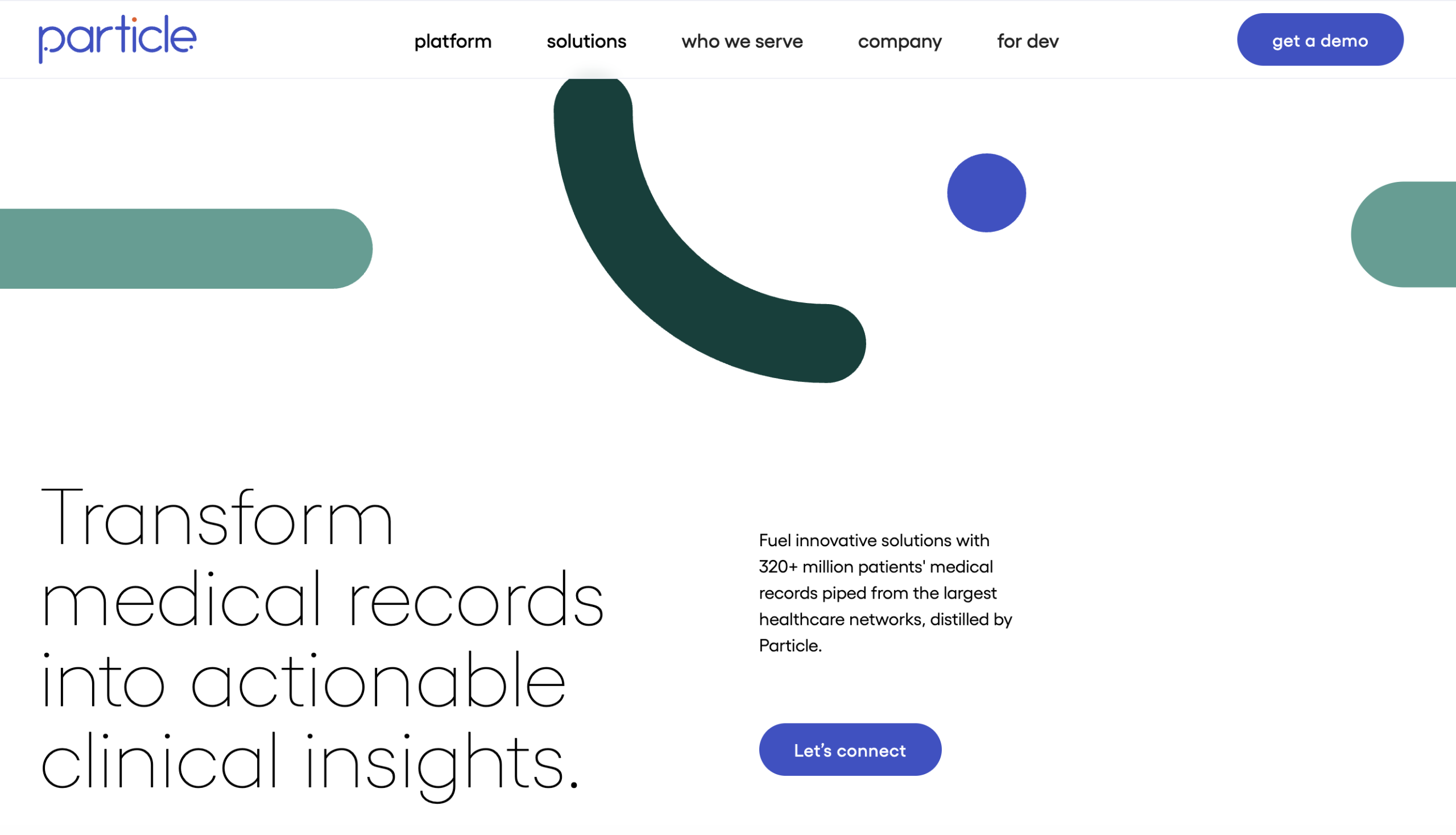 Particle Health homepage before rewrite