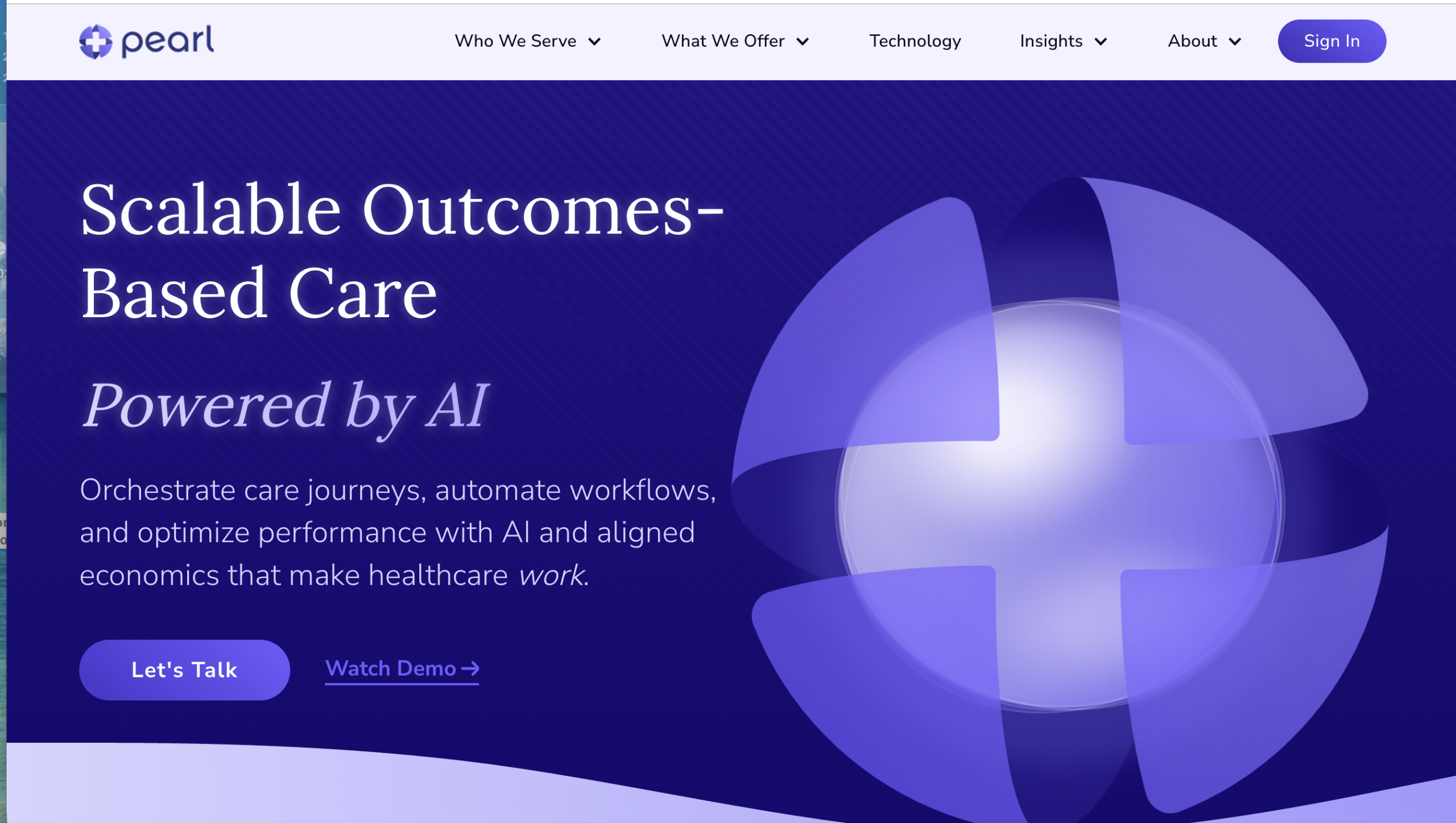 Pearl Health homepage before rewrite