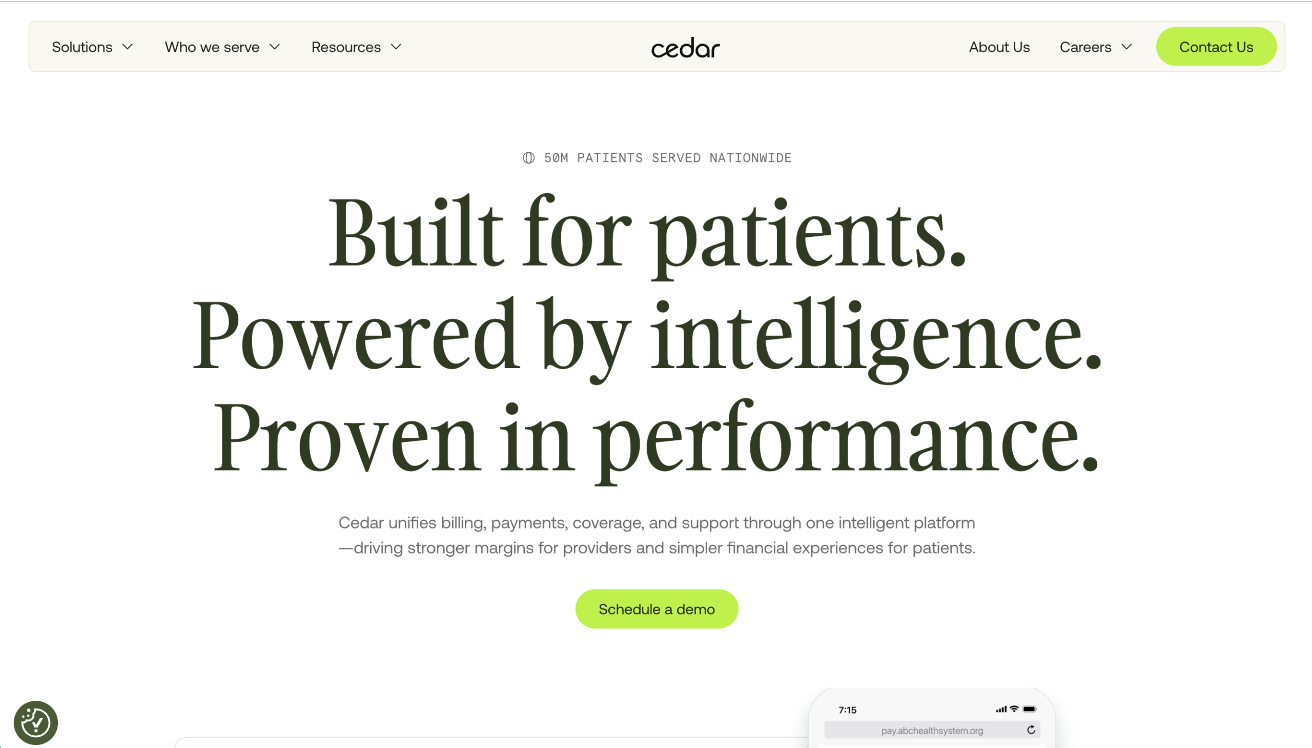 Cedar homepage before rewrite