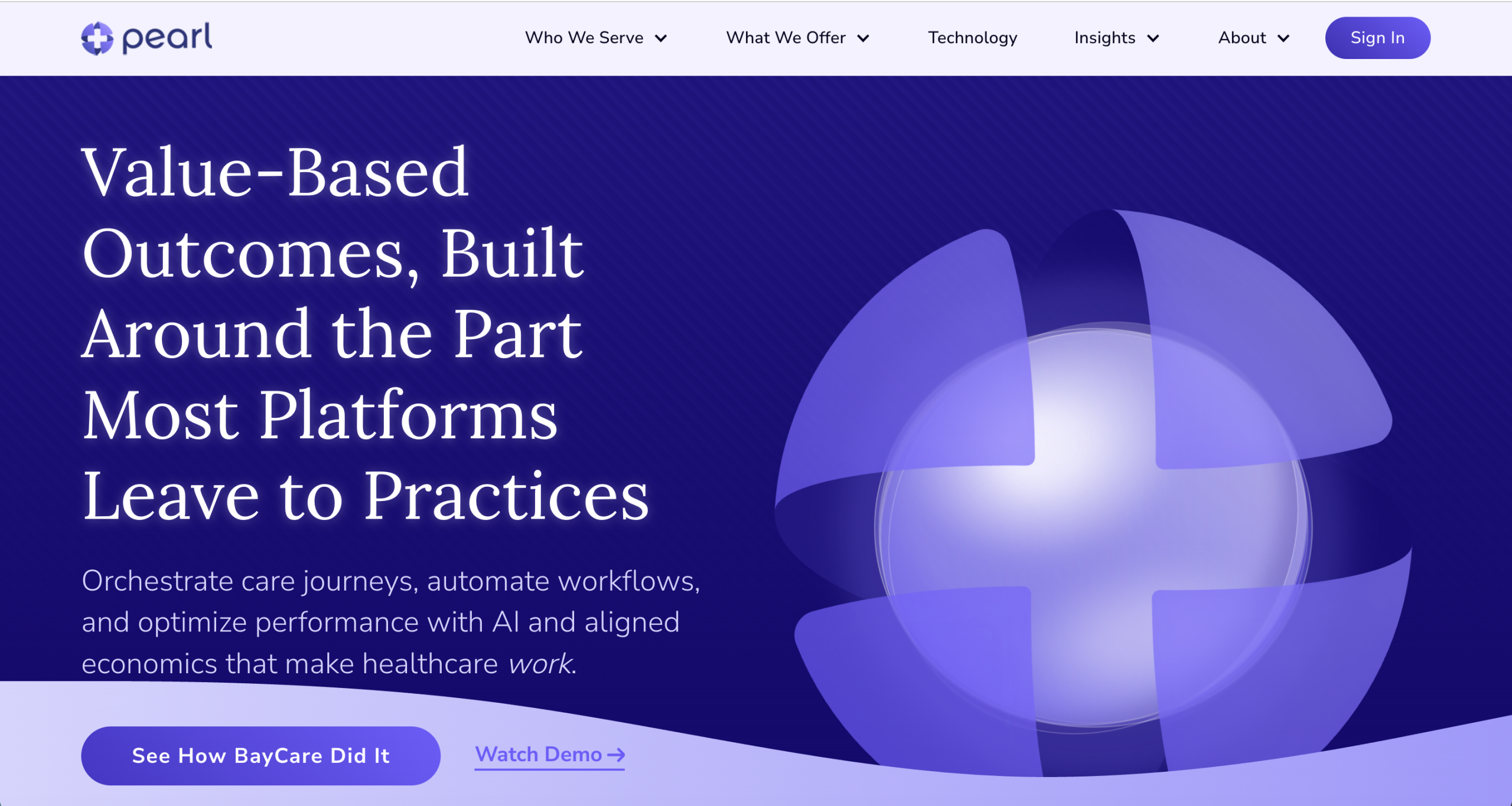 Pearl Health homepage after rewrite