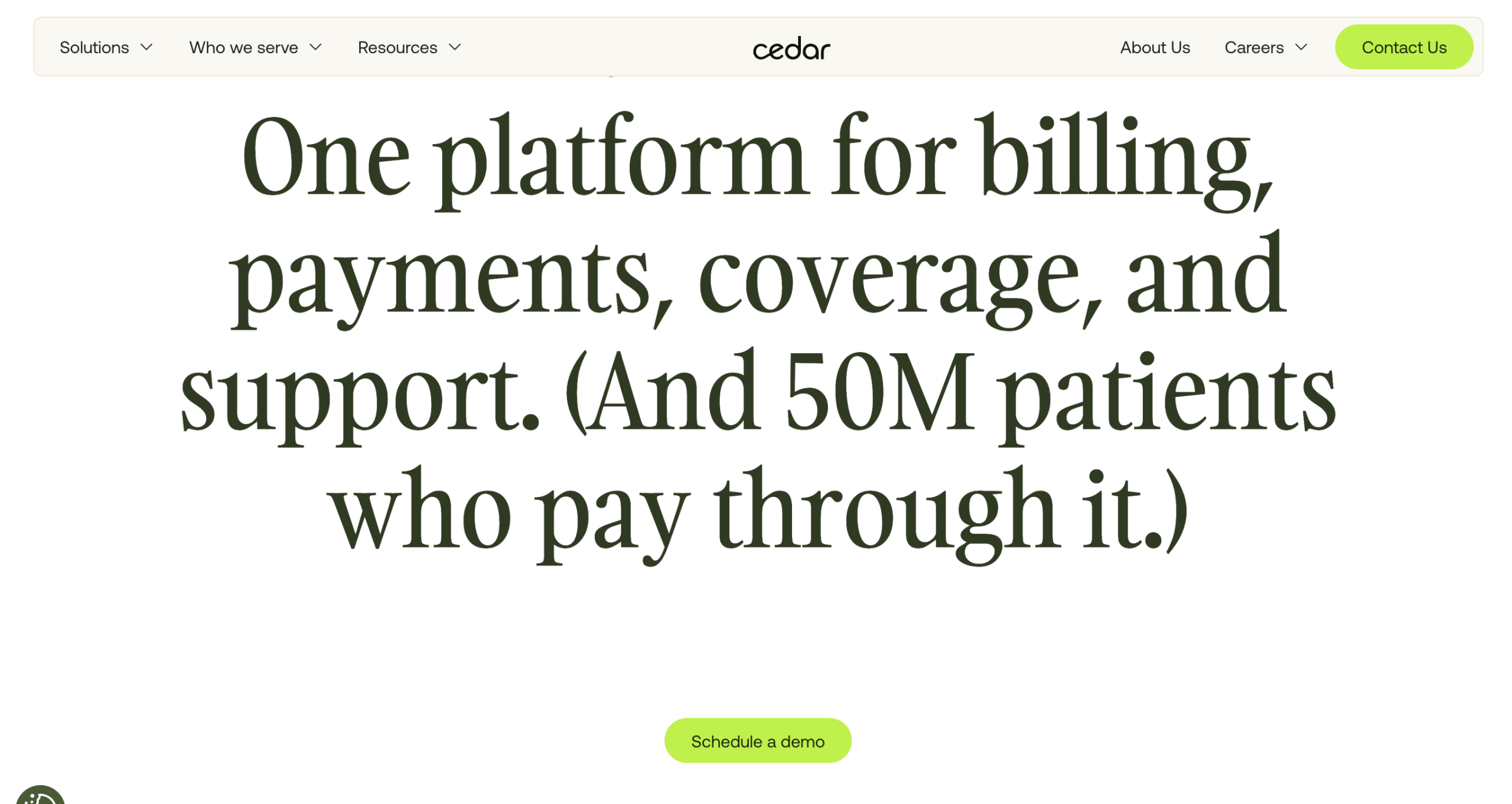 Cedar homepage after rewrite